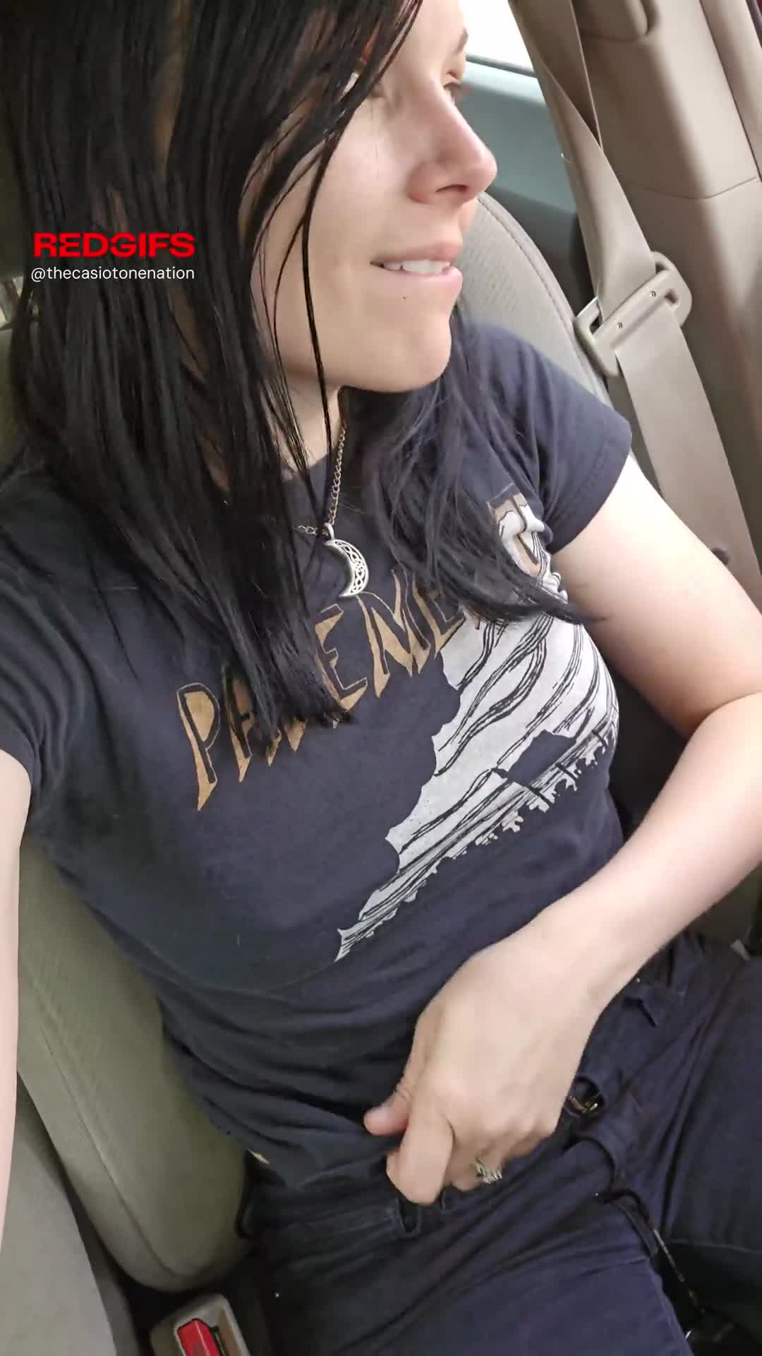 Sorry I was late to work, I was playing with my tits in the car [GIF]