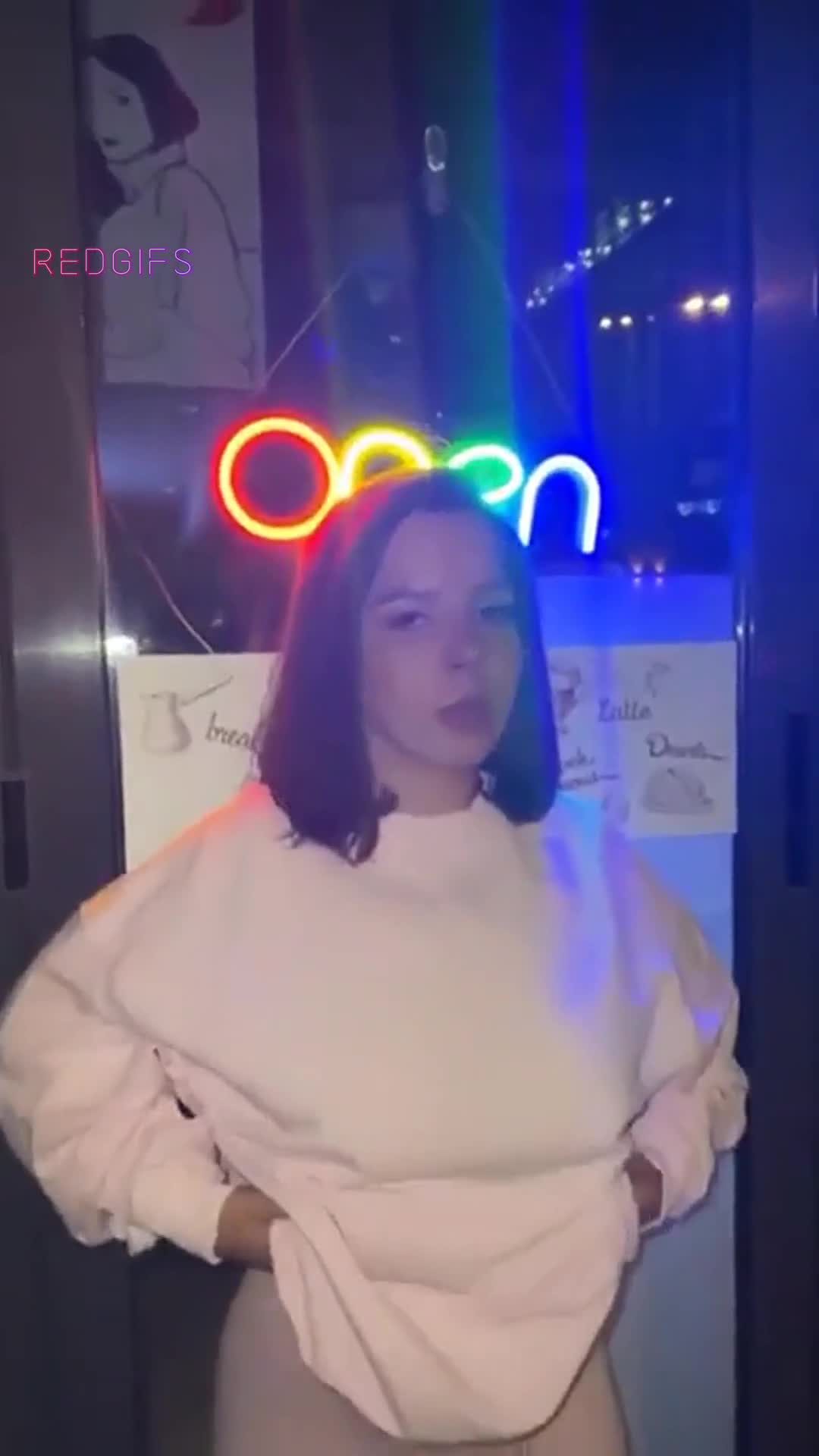 Tits reveal in public