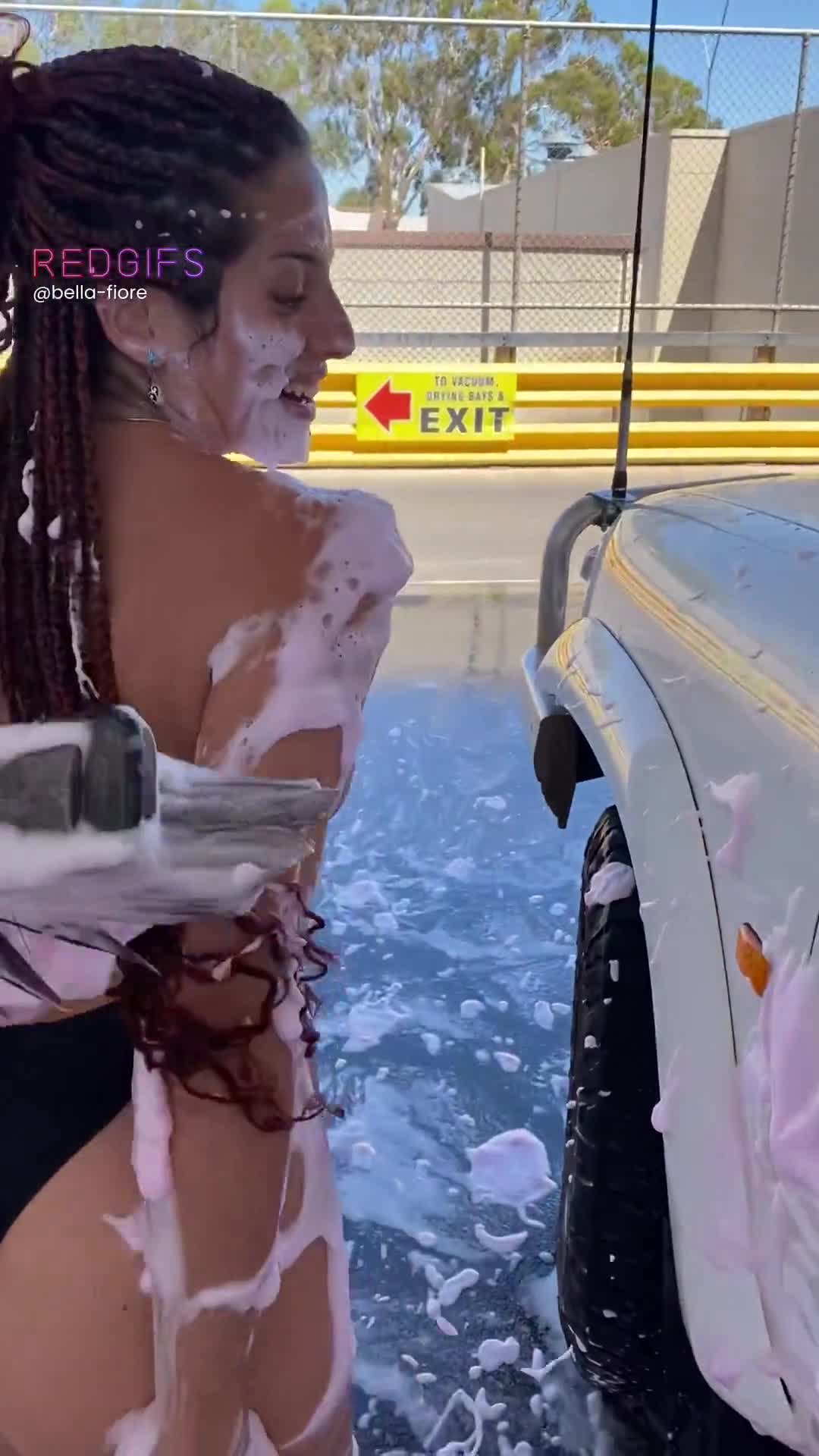 Getting a big load at the car wash [GIF]
